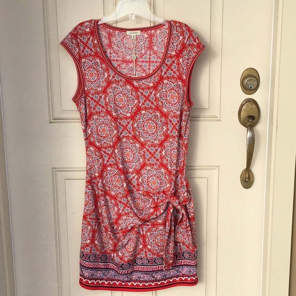 Max Studio Red and White Patterned Dress